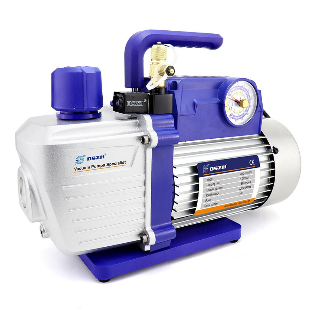 WK-1100SV Vacuum Pump | 10 CFM | Single Stage | With Solenoid Valve & Gauge