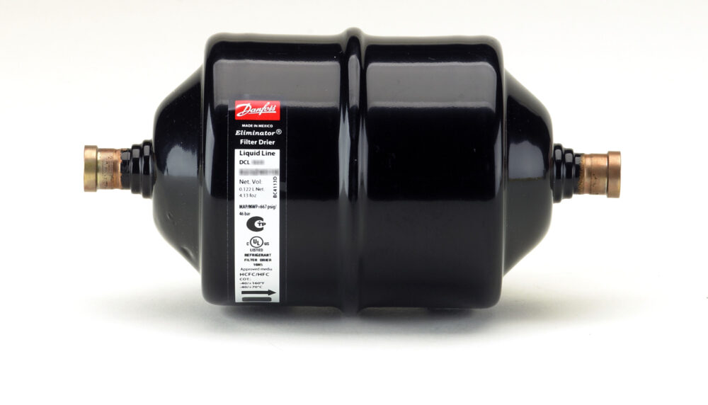 Hermetic filter drier, DCL, 30 cu.in., Steel Cu-plated
