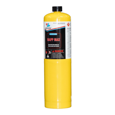 Season MAPP-style torch gas in a 400g (14.1oz) CGA600 cylinder.